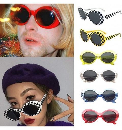 Oval Vintage Clout Goggles Unisex Round Frame Sunglasses Rapper Oval Shades Grunge Glasses - B - CR18TQWODSN $11.25