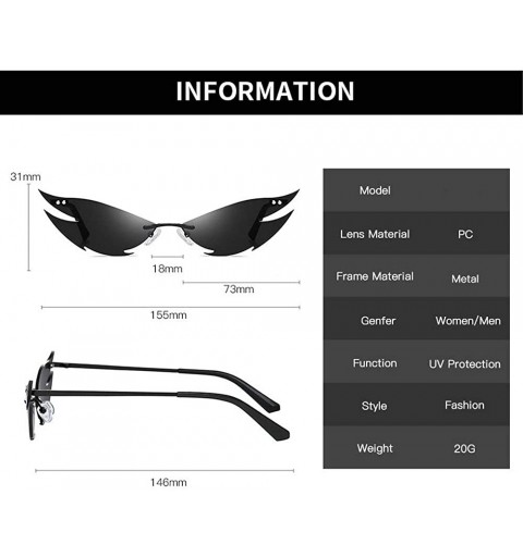 Rimless New Rimless Sunglasses Women Fashion Vintage Unique Cat Sun Glasses Female Red Black Mirror Shades UV400 - Black - CH...