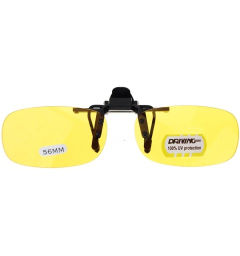 Oval Unisex Retro 32mm x 56mm Clip On Night Driving Yellow Lens Sunglasses Black - CZ11TOO757B $7.74