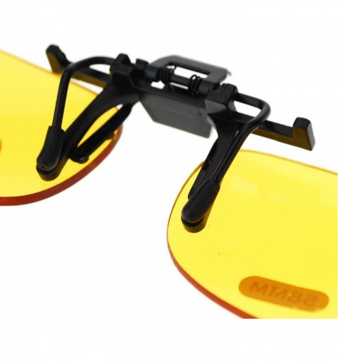 Oval Unisex Retro 32mm x 56mm Clip On Night Driving Yellow Lens Sunglasses Black - CZ11TOO757B $7.74