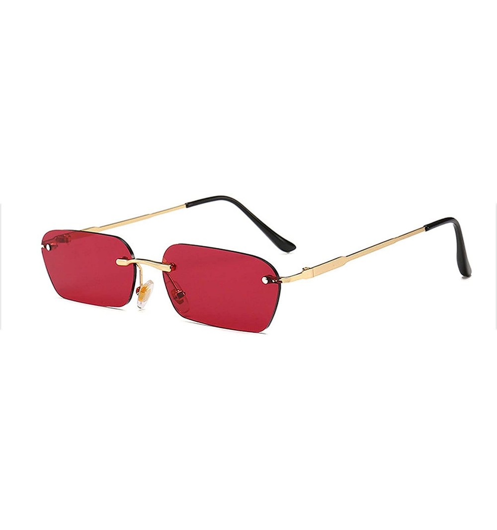 Square Fashion RimlSunglasses Trending Clear Red Blue Yellow Men Square Shades - Red - CQ197Y76OHE $32.30