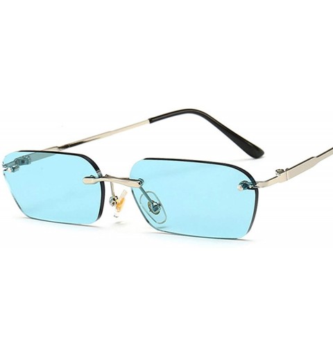 Square Fashion RimlSunglasses Trending Clear Red Blue Yellow Men Square Shades - Red - CQ197Y76OHE $32.30