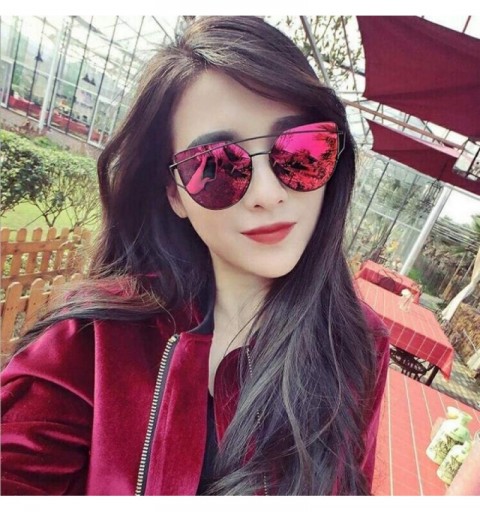 Cat Eye Fashion Sunglasses Glasses Coating - Red - CL197WCZNM6 $20.10