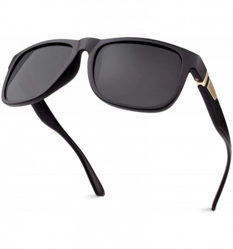 Square Polarized Sunglasses for Women and Men-HD Lens Glare-Free-100% UV Protection M44 - Matte Black Frame Black Lens - CM18...