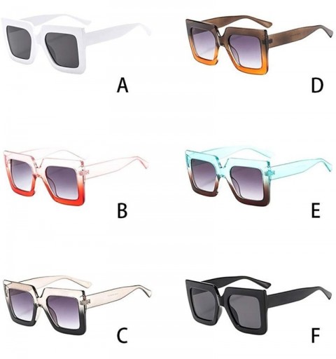 Aviator Women Men Retro Square Big Frame Glasses Unisex Vintage Casual Sunglasses Eyewear - A - CN18SRYECS4 $7.31