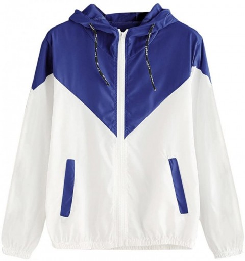 Sport Women Patchwork Thin Sport Coat Skin Suits Hooded Zipper Long Sleeve Pockets Tops Soft Comfy Slim Coats - CS18O3SYLX6 $...