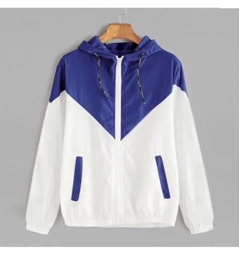 Sport Women Patchwork Thin Sport Coat Skin Suits Hooded Zipper Long Sleeve Pockets Tops Soft Comfy Slim Coats - CS18O3SYLX6 $...