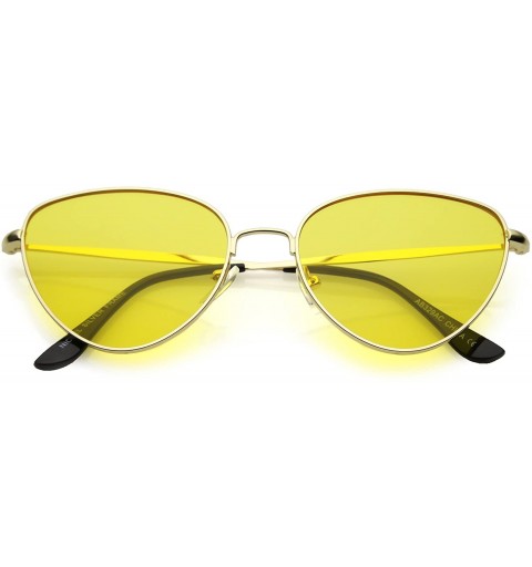 Cat Eye Womens Slim Metal Arms Color Tinted Flat Lens Cat Eye Sunglasses 53mm - Gold / Yellow - CK187DT2S0S $8.84