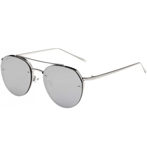 Aviator Women Fashion Circular Sunglasses Metal Frame Sunglasses Brand Classic Colorful Tone Mirr - E - CF18SMGE9MT $10.58
