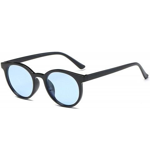 Round Polarized Sunglasses Protection Fashion Festival - Black Blue - CT18TQIQMCW $15.29