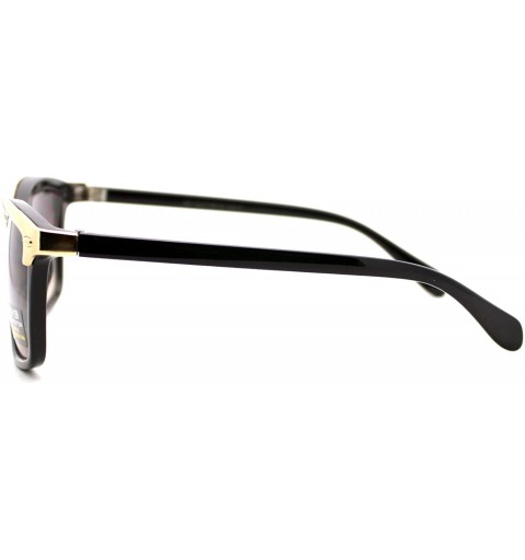 Rectangular Designer Fashion Womens Sunglasses Rectangular Metal Top Frame UV 400 - Black Gold (Smoke) - C6188ULIUT9 $8.03