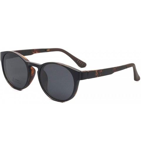 Round Round Magnetic Clip-On Polarized Unisex Sunglasses Rx-able Eyeglass Frames - Brown - CW18SQLYRSG $47.78