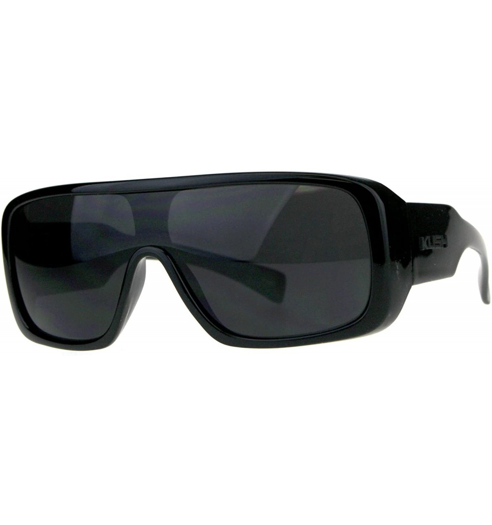 Square KUSH Sunglasses Mens Goggle Style Square Rectangular Black UV 400 - Black/Black - CC18CHHCLXR $9.06