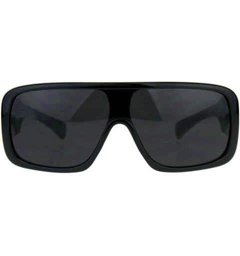 Square KUSH Sunglasses Mens Goggle Style Square Rectangular Black UV 400 - Black/Black - CC18CHHCLXR $9.06