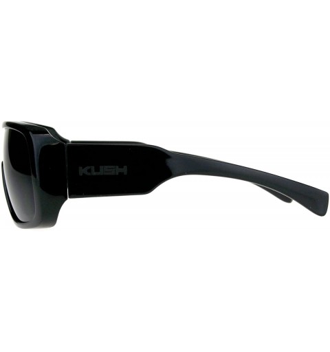Square KUSH Sunglasses Mens Goggle Style Square Rectangular Black UV 400 - Black/Black - CC18CHHCLXR $9.06