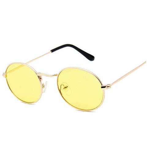 Round Retro Round Pink Sunglasses Women Er Sun Glasses Alloy Mirror Female Oculos De Sol Brown - Goldyellow - CH198AHY9D0 $29.24