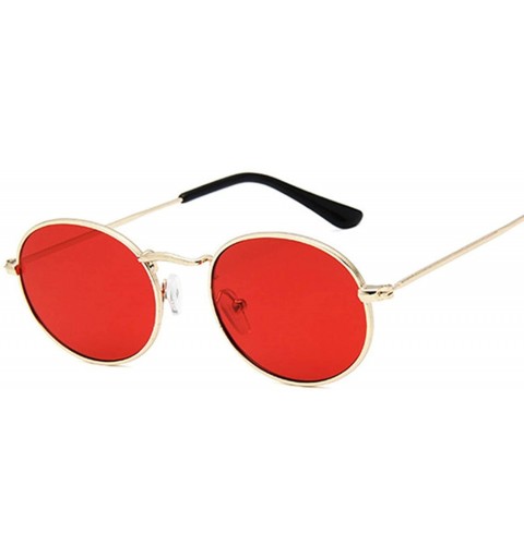 Round Retro Round Pink Sunglasses Women Er Sun Glasses Alloy Mirror Female Oculos De Sol Brown - Goldyellow - CH198AHY9D0 $29.24