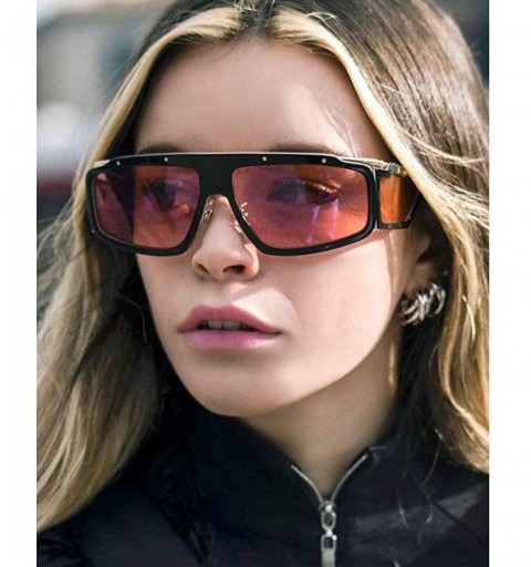 Oversized New Retro Oversized Square Sunglasses Women Vintage Brand Black Big Driving Windproof Sun Glasses Female - Tea - CX...