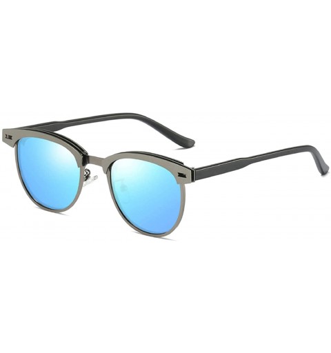 Semi-rimless Polarized Sunglasses for Men Women-TR+Metal Material-Fashion Shades with UV400 Protection 8027 - Gun Grey/Blue -...