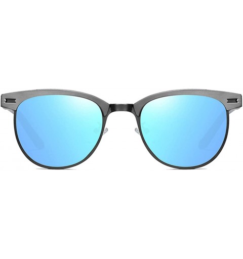 Semi-rimless Polarized Sunglasses for Men Women-TR+Metal Material-Fashion Shades with UV400 Protection 8027 - Gun Grey/Blue -...