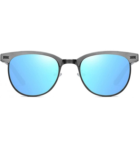 Semi-rimless Polarized Sunglasses for Men Women-TR+Metal Material-Fashion Shades with UV400 Protection 8027 - Gun Grey/Blue -...