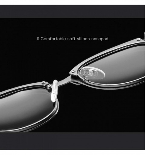 Semi-rimless Polarized Sunglasses for Men Women-TR+Metal Material-Fashion Shades with UV400 Protection 8027 - Gun Grey/Blue -...