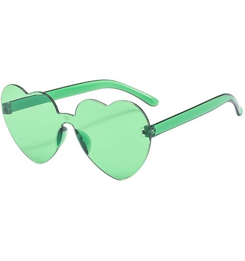 Rimless Fashion Heart Shaped Sunglasses for Women Eyewear Frameless Glasses - Green - CE19027349S $19.17