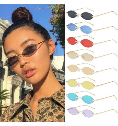 Rectangular Women Narrow Cat Eye Sun Glasses Designer Vintage Small Rimless Sunglasses UV400 Sunglass Shades Men Goggles - 3 ...