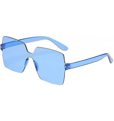 Rimless Unisex Jelly Square Sunglasses Sexy Retro Women Men Candy Color Integrated UV Outdoor Glasses - M - CS196UG5Z3G $9.81