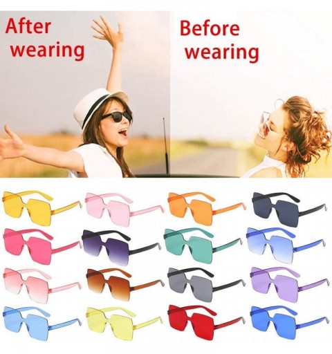 Rimless Unisex Jelly Square Sunglasses Sexy Retro Women Men Candy Color Integrated UV Outdoor Glasses - M - CS196UG5Z3G $9.81