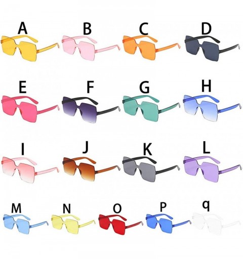 Rimless Unisex Jelly Square Sunglasses Sexy Retro Women Men Candy Color Integrated UV Outdoor Glasses - M - CS196UG5Z3G $9.81
