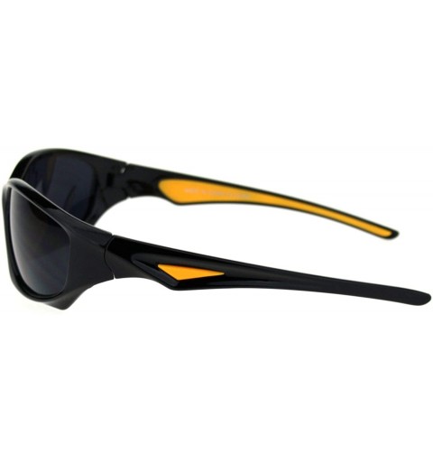 Oval Mens Classic 90s Aerodynamic Plastic Sport Warp Around Sunglasses - Black Yellow Black - C518RSR9ORI $12.99