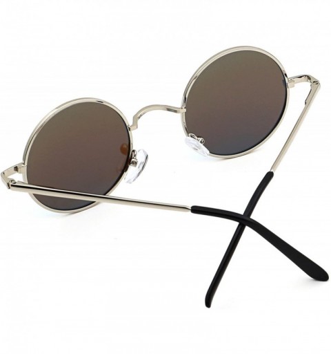 Goggle Women Men Small Retro Lennon Inspired Style Polarized Sunglasses Mirrored Lens Circle Glasses - C8182MKOCGR $9.84