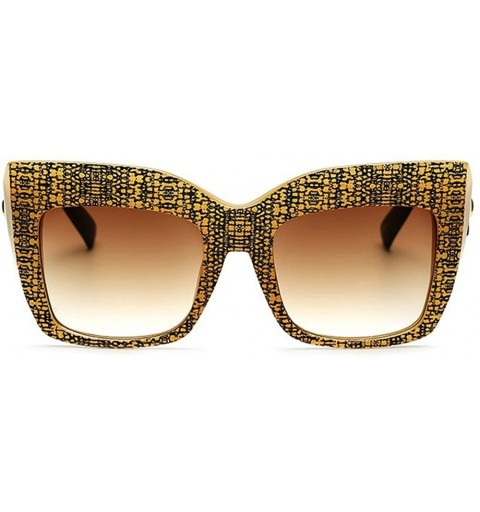 Square Fashion Oversized Square Full Rim Unisex Sunglasses - Yellow - C318H46MCWZ $10.09