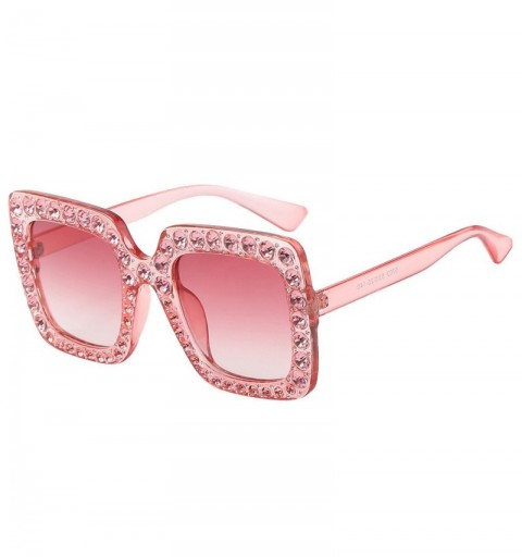 Square Womens Fashion Artificial Diamond Cat Ear Quadrate Big Metal Frame Brand Classic Sunglasses (B) - B - CQ180CEKXSM $11.31