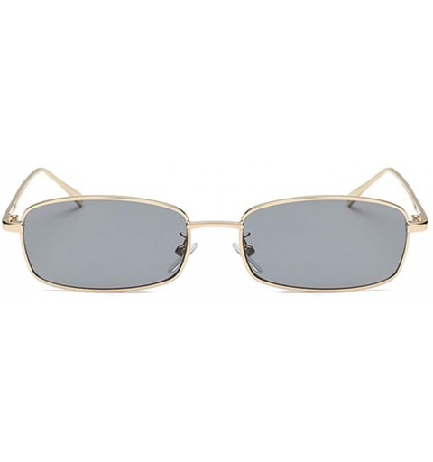 Square Unisex Vintage Square Sunglasses-Retro Small Metal Frame UV400 - Gold/Silver - CM196MDKNX6 $9.60