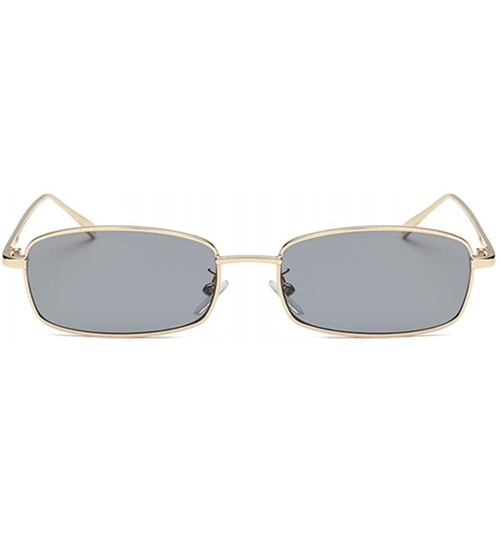 Square Unisex Vintage Square Sunglasses-Retro Small Metal Frame UV400 - Gold/Silver - CM196MDKNX6 $9.60