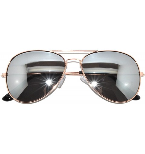 Aviator Classic Aviator Sunglasses Full Mirror Lens Metal Frame Silver Color UV Protection - Avi_gold_mirror - CT185KHMQSX $1...