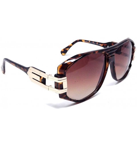 Square Gazelle Grandmaster Hip Hop Gradient Lens Sunglasses - Gold & Tortoise Frame - CY18EM2NIC4 $23.98