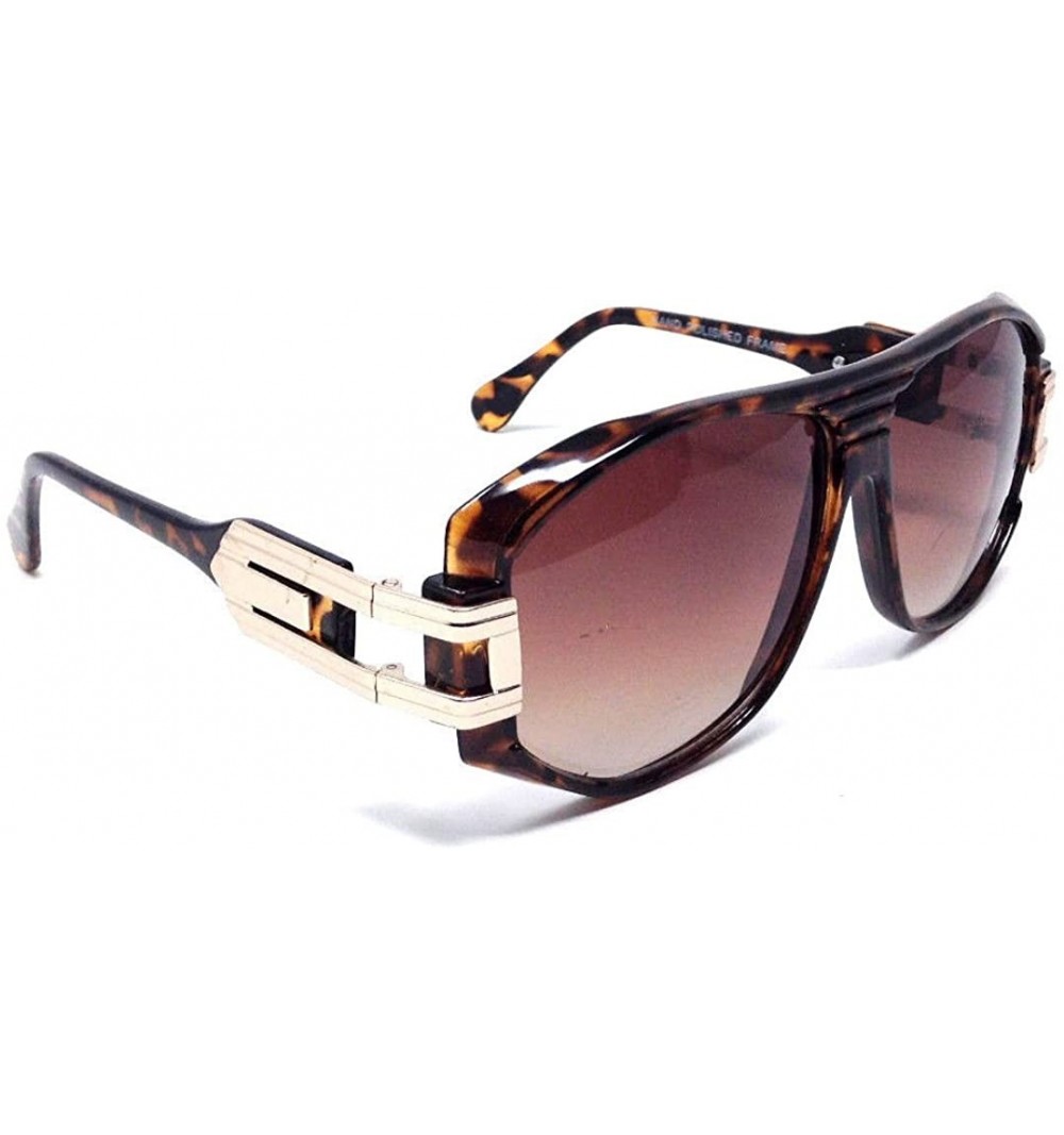 Square Gazelle Grandmaster Hip Hop Gradient Lens Sunglasses - Gold & Tortoise Frame - CY18EM2NIC4 $11.83
