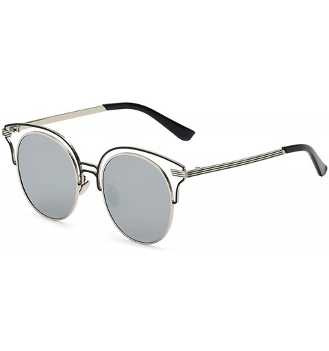 Rimless Women Stylish Retro Half Frame Circle Round Vintage Sunglasses - Silver_mirr_c2_86042 - CA11U2ARC73 $8.25