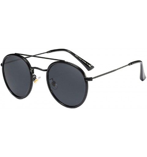 Round Women's Classic Plastic Metal Round Full-Frame AC Lens Sunglasses - Black Gray - C218W5EGG2K $23.52