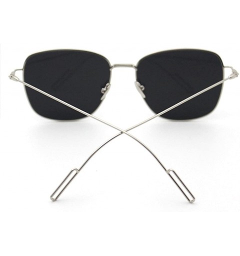 Square Flat Board Womens Sunglasses Superfine Frame Simple style - Silver/Black - CH1219BCDTB $18.00