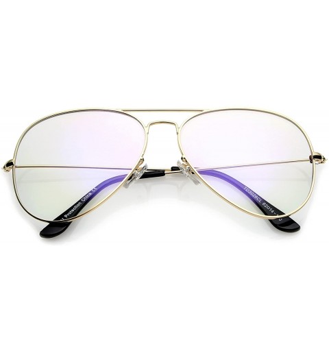 Aviator Retro Large Double Nose Bridge Slim Temple Clear Lens Aviator Eyeglasses 61mm - Gold / Clear - CE12NS1WWFM $12.72