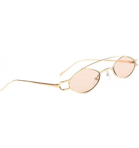 Oval Vintage Womens Mens Metal Oval Sunglasses Glasses Shades Eyewear - Golden Frame Light Tea - CV18TCCYAHY $26.05