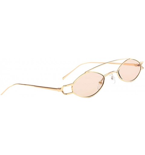 Oval Vintage Womens Mens Metal Oval Sunglasses Glasses Shades Eyewear - Golden Frame Light Tea - CV18TCCYAHY $10.02