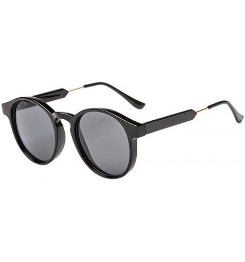 Round Small Round Sunglasses UV400 for Women Men Vintage Fashion Eyewear - Black - Grey - CX18RSA6CQM $9.59