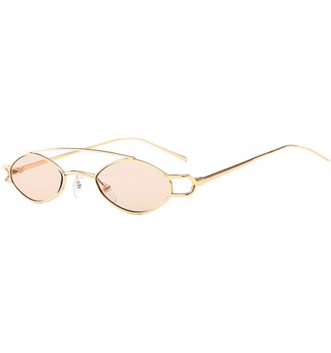 Oval Vintage Womens Mens Metal Oval Sunglasses Glasses Shades Eyewear - Golden Frame Light Tea - CV18TCCYAHY $10.02