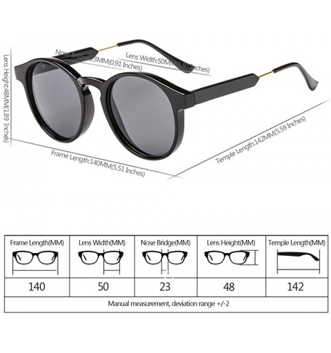 Round Small Round Sunglasses UV400 for Women Men Vintage Fashion Eyewear - Black - Grey - CX18RSA6CQM $9.59