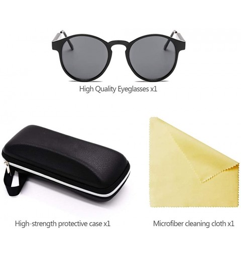 Round Small Round Sunglasses UV400 for Women Men Vintage Fashion Eyewear - Black - Grey - CX18RSA6CQM $9.59